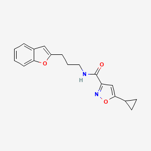 molecular formula C18H18N2O3 B2789177 N-(3-(benzofuran-2-yl)propyl)-5-cyclopropylisoxazole-3-carboxamide CAS No. 2034558-53-5