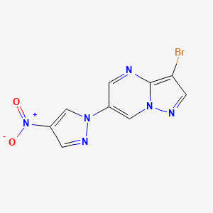 molecular formula C9H5BrN6O2 B2789178 3-Bromo-6-(4-nitropyrazol-1-yl)pyrazolo[1,5-a]pyrimidine CAS No. 2054953-29-4