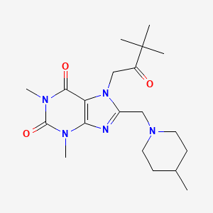 7-(3,3-Dimethyl-2-oxobutyl)-1,3-dimethyl-8-[(4-methylpiperidin-1-yl)methyl]purine-2,6-dione