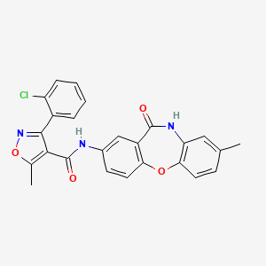 molecular formula C25H18ClN3O4 B2789189 3-(2-chlorophenyl)-5-methyl-N-(8-methyl-11-oxo-10,11-dihydrodibenzo[b,f][1,4]oxazepin-2-yl)isoxazole-4-carboxamide CAS No. 921891-40-9