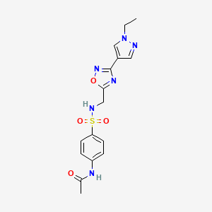 molecular formula C16H18N6O4S B2789192 N-(4-(N-((3-(1-ethyl-1H-pyrazol-4-yl)-1,2,4-oxadiazol-5-yl)methyl)sulfamoyl)phenyl)acetamide CAS No. 2034230-21-0