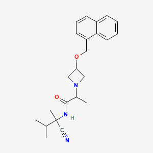 molecular formula C23H29N3O2 B2789194 N-(1-cyano-1,2-dimethylpropyl)-2-{3-[(naphthalen-1-yl)methoxy]azetidin-1-yl}propanamide CAS No. 1375851-09-4