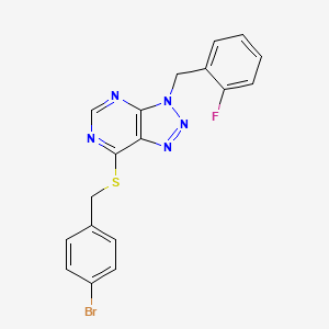 molecular formula C18H13BrFN5S B2789197 7-((4-bromobenzyl)thio)-3-(2-fluorobenzyl)-3H-[1,2,3]triazolo[4,5-d]pyrimidine CAS No. 863458-93-9