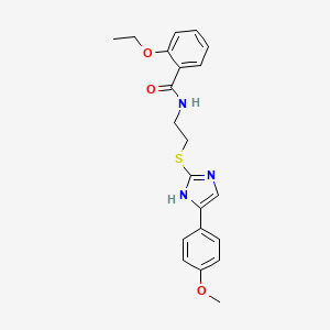 molecular formula C21H23N3O3S B2789199 2-ethoxy-N-(2-((5-(4-methoxyphenyl)-1H-imidazol-2-yl)thio)ethyl)benzamide CAS No. 897454-86-3