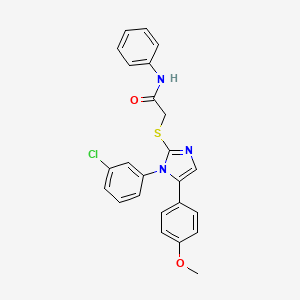 molecular formula C24H20ClN3O2S B2789217 2-((1-(3-chlorophenyl)-5-(4-methoxyphenyl)-1H-imidazol-2-yl)thio)-N-phenylacetamide CAS No. 1207001-79-3