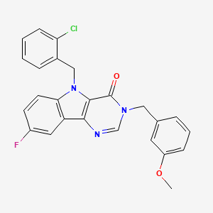 molecular formula C25H19ClFN3O2 B2789230 5-(2-chlorobenzyl)-8-fluoro-3-(3-methoxybenzyl)-3H-pyrimido[5,4-b]indol-4(5H)-one CAS No. 1185002-81-6