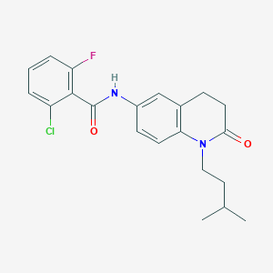 molecular formula C21H22ClFN2O2 B2789236 2-chloro-6-fluoro-N-(1-isopentyl-2-oxo-1,2,3,4-tetrahydroquinolin-6-yl)benzamide CAS No. 941911-46-2