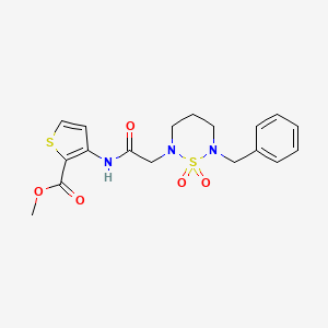 molecular formula C18H21N3O5S2 B2789237 Methyl 3-{[(6-benzyl-1,1-dioxido-1,2,6-thiadiazinan-2-yl)acetyl]amino}thiophene-2-carboxylate CAS No. 946300-80-7