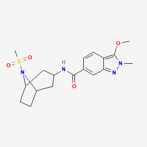 molecular formula C18H24N4O4S B2789241 3-methoxy-2-methyl-N-(8-(methylsulfonyl)-8-azabicyclo[3.2.1]octan-3-yl)-2H-indazole-6-carboxamide CAS No. 2034486-71-8