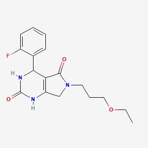 molecular formula C17H20FN3O3 B2789246 6-(3-ethoxypropyl)-4-(2-fluorophenyl)-3,4,6,7-tetrahydro-1H-pyrrolo[3,4-d]pyrimidine-2,5-dione CAS No. 1021122-29-1