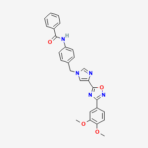 molecular formula C27H23N5O4 B2789251 N-[4-({4-[3-(3,4-dimethoxyphenyl)-1,2,4-oxadiazol-5-yl]-1H-imidazol-1-yl}methyl)phenyl]benzamide CAS No. 1111150-47-0