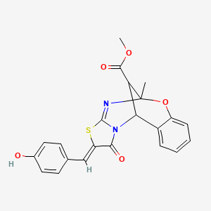 molecular formula C22H18N2O5S B2789252 (Z)-methyl 2-(4-hydroxybenzylidene)-5-methyl-1-oxo-1,2,5,11-tetrahydro-5,11-methanobenzo[g]thiazolo[2,3-d][1,3,5]oxadiazocine-13-carboxylate CAS No. 1192739-45-9