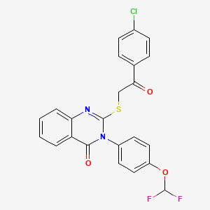 molecular formula C23H15ClF2N2O3S B2789260 2-((2-(4-chlorophenyl)-2-oxoethyl)thio)-3-(4-(difluoromethoxy)phenyl)quinazolin-4(3H)-one CAS No. 380338-39-6