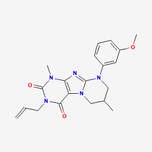 molecular formula C20H23N5O3 B2789261 9-(3-methoxyphenyl)-1,7-dimethyl-3-prop-2-enyl-7,8-dihydro-6H-purino[7,8-a]pyrimidine-2,4-dione CAS No. 845665-79-4