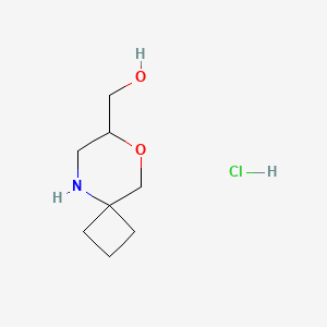 molecular formula C8H16ClNO2 B2789265 (8-Oxa-5-azaspiro[3.5]nonan-7-YL)methanol hcl CAS No. 2287313-40-8