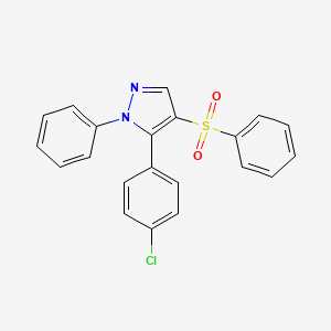 molecular formula C21H15ClN2O2S B2789272 5-(4-chlorophenyl)-1-phenyl-1H-pyrazol-4-yl phenyl sulfone CAS No. 318951-61-0