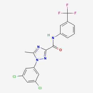 molecular formula C17H11Cl2F3N4O B2789280 1-(3,5-dichlorophenyl)-5-methyl-N-[3-(trifluoromethyl)phenyl]-1H-1,2,4-triazole-3-carboxamide CAS No. 338408-45-0