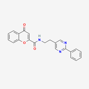 molecular formula C22H17N3O3 B2789290 4-oxo-N-(2-(2-phenylpyrimidin-5-yl)ethyl)-4H-chromene-2-carboxamide CAS No. 2034597-31-2