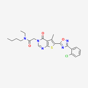 molecular formula C23H24ClN5O3S B2789336 N-butyl-2-(6-(3-(2-chlorophenyl)-1,2,4-oxadiazol-5-yl)-5-methyl-4-oxothieno[2,3-d]pyrimidin-3(4H)-yl)-N-ethylacetamide CAS No. 1243023-81-5