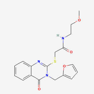molecular formula C18H19N3O4S B2789337 2-[3-(furan-2-ylmethyl)-4-oxoquinazolin-2-yl]sulfanyl-N-(2-methoxyethyl)acetamide CAS No. 451463-45-9