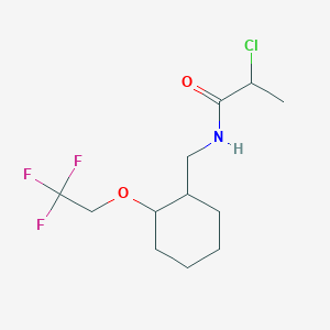molecular formula C12H19ClF3NO2 B2789343 2-Chloro-N-[[2-(2,2,2-trifluoroethoxy)cyclohexyl]methyl]propanamide CAS No. 2411194-82-4
