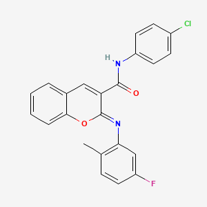 molecular formula C23H16ClFN2O2 B2789344 (2Z)-N-(4-chlorophenyl)-2-[(5-fluoro-2-methylphenyl)imino]-2H-chromene-3-carboxamide CAS No. 1327195-94-7