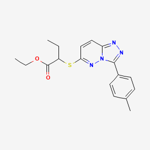 molecular formula C18H20N4O2S B2789346 Ethyl 2-((3-(p-tolyl)-[1,2,4]triazolo[4,3-b]pyridazin-6-yl)thio)butanoate CAS No. 852376-00-2
