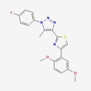 molecular formula C20H17FN4O2S B2789353 4-[4-(2,5-dimethoxyphenyl)-1,3-thiazol-2-yl]-1-(4-fluorophenyl)-5-methyl-1H-1,2,3-triazole CAS No. 1207043-04-6