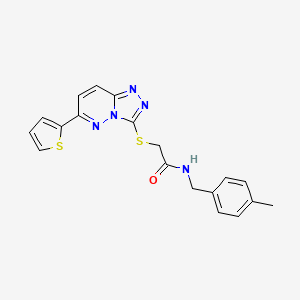 molecular formula C19H17N5OS2 B2789354 N-[(4-methylphenyl)methyl]-2-[(6-thiophen-2-yl-[1,2,4]triazolo[4,3-b]pyridazin-3-yl)sulfanyl]acetamide CAS No. 891102-76-4