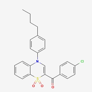 molecular formula C25H22ClNO3S B2789359 [4-(4-butylphenyl)-1,1-dioxido-4H-1,4-benzothiazin-2-yl](4-chlorophenyl)methanone CAS No. 1114660-02-4