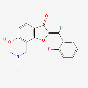 molecular formula C18H16FNO3 B2789360 (Z)-7-((dimethylamino)methyl)-2-(2-fluorobenzylidene)-6-hydroxybenzofuran-3(2H)-one CAS No. 869077-01-0