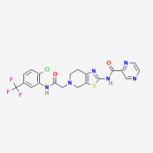 molecular formula C20H16ClF3N6O2S B2789367 N-(5-(2-((2-chloro-5-(trifluoromethyl)phenyl)amino)-2-oxoethyl)-4,5,6,7-tetrahydrothiazolo[5,4-c]pyridin-2-yl)pyrazine-2-carboxamide CAS No. 1351611-85-2