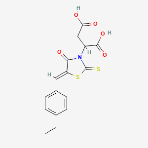 molecular formula C16H15NO5S2 B2789372 2-[(5Z)-5-[(4-ethylphenyl)methylidene]-4-oxo-2-sulfanylidene-1,3-thiazolidin-3-yl]butanedioic acid CAS No. 853903-86-3