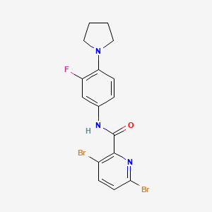 3,6-dibromo-N-[3-fluoro-4-(pyrrolidin-1-yl)phenyl]pyridine-2-carboxamide