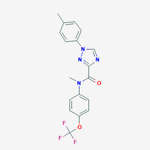 molecular formula C18H15F3N4O2 B278939 N-methyl-1-(4-methylphenyl)-N-[4-(trifluoromethoxy)phenyl]-1H-1,2,4-triazole-3-carboxamide 