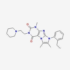 molecular formula C25H32N6O2 B2789392 8-(2-Ethylphenyl)-1,6,7-trimethyl-3-(2-piperidylethyl)-1,3,5-trihydro-4-imidaz olino[1,2-h]purine-2,4-dione CAS No. 887215-12-5