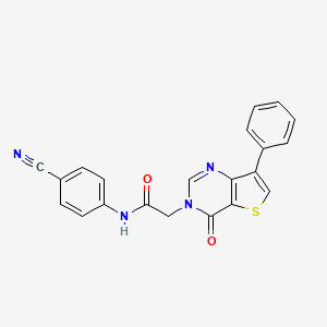 molecular formula C21H14N4O2S B2789435 N-(4-cyanophenyl)-2-(4-oxo-7-phenylthieno[3,2-d]pyrimidin-3(4H)-yl)acetamide CAS No. 1105207-70-2