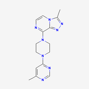 molecular formula C15H18N8 B2789436 3-Methyl-8-(4-(6-methylpyrimidin-4-yl)piperazin-1-yl)-[1,2,4]triazolo[4,3-a]pyrazine CAS No. 2034538-79-7