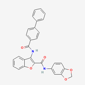 molecular formula C29H20N2O5 B2789438 3-([1,1'-biphenyl]-4-ylcarboxamido)-N-(benzo[d][1,3]dioxol-5-yl)benzofuran-2-carboxamide CAS No. 888461-75-4