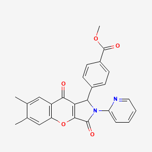 molecular formula C26H20N2O5 B2789444 methyl 4-(6,7-dimethyl-3,9-dioxo-2-pyridin-2-yl-1H-chromeno[2,3-c]pyrrol-1-yl)benzoate CAS No. 867137-90-4