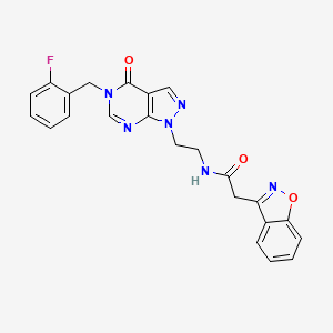 molecular formula C23H19FN6O3 B2789445 2-(benzo[d]isoxazol-3-yl)-N-(2-(5-(2-fluorobenzyl)-4-oxo-4,5-dihydro-1H-pyrazolo[3,4-d]pyrimidin-1-yl)ethyl)acetamide CAS No. 1172496-89-7