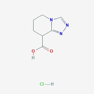 molecular formula C7H10ClN3O2 B2789453 5,6,7,8-Tetrahydro-[1,2,4]triazolo[4,3-a]pyridine-8-carboxylic acid;hydrochloride CAS No. 2138256-11-6