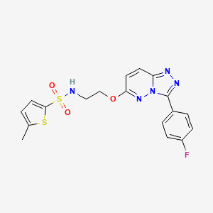 molecular formula C18H16FN5O3S2 B2789454 N-(2-((3-(4-fluorophenyl)-[1,2,4]triazolo[4,3-b]pyridazin-6-yl)oxy)ethyl)-5-methylthiophene-2-sulfonamide CAS No. 1021082-37-0