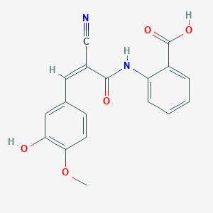 molecular formula C18H14N2O5 B2789460 2-[[(Z)-2-Cyano-3-(3-hydroxy-4-methoxyphenyl)prop-2-enoyl]amino]benzoic acid CAS No. 1012974-22-9