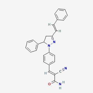 B2789471 (2E)-2-cyano-3-(4-{5-phenyl-3-[(E)-2-phenylethenyl]-4,5-dihydro-1H-pyrazol-1-yl}phenyl)prop-2-enamide CAS No. 327103-56-0