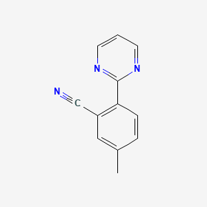 molecular formula C12H9N3 B2789473 5-甲基-2-(嘧啶-2-基)苯甲腈 CAS No. 1373917-20-4
