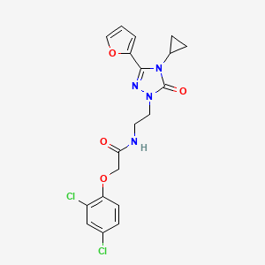 molecular formula C19H18Cl2N4O4 B2789494 N-{2-[4-cyclopropyl-3-(furan-2-yl)-5-oxo-4,5-dihydro-1H-1,2,4-triazol-1-yl]ethyl}-2-(2,4-dichlorophenoxy)acetamide CAS No. 1797957-33-5