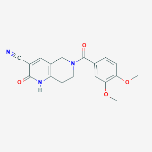 molecular formula C18H17N3O4 B2789499 6-(3,4-Dimethoxybenzoyl)-2-oxo-1,2,5,6,7,8-hexahydro-1,6-naphthyridine-3-carbonitrile CAS No. 2034356-43-7