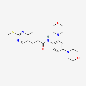 molecular formula C24H33N5O3S B2789500 N-[2,4-bis(morpholin-4-yl)phenyl]-3-[4,6-dimethyl-2-(methylsulfanyl)pyrimidin-5-yl]propanamide CAS No. 1147328-34-4
