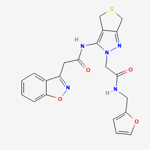 molecular formula C21H19N5O4S B2789501 2-(benzo[d]isoxazol-3-yl)-N-(2-(2-((furan-2-ylmethyl)amino)-2-oxoethyl)-4,6-dihydro-2H-thieno[3,4-c]pyrazol-3-yl)acetamide CAS No. 1171747-94-6